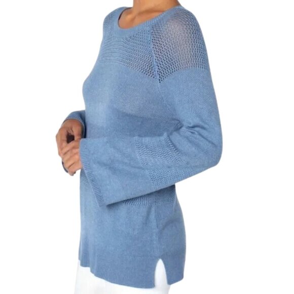 NWT Liverpool Mixed Stitch Crewneck Sweater in Cornflower Blue Heather Sz. S - Picture 2 of 3